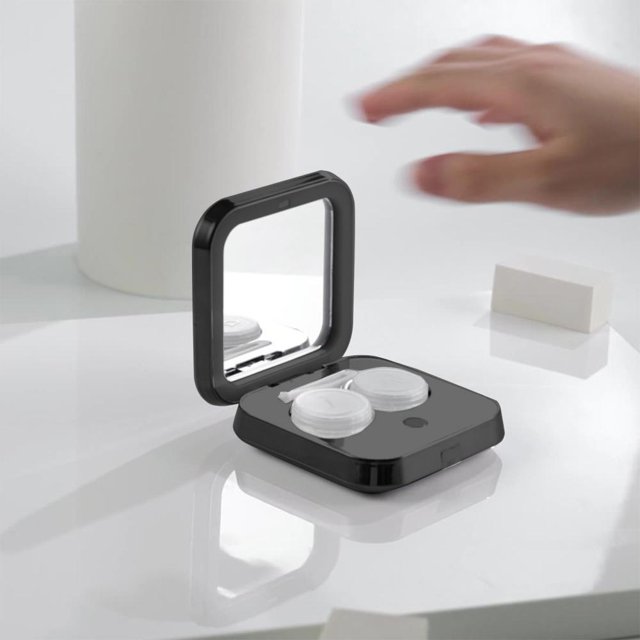 Feltree Lens Cosmetic Cleaner for Contacts Glasses Case Cute Proteinizing Automatic Vibration Cleaner Makeup Mirror