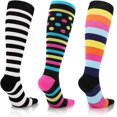 thumbnail image 1 of 3 Paires de Bas de Compression Femmes Hommes 15-20 mmHg Chaussettes de Compression Médicales pour Vol, Course (style 1 l/TG), 1 of 4