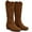 Brown, variant on Ecetana Cowboy Boots for Women Western Booties Wide Calf Rivet Chunky Heel Boots