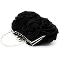 thumbnail image 3 of Bolso de noche de satén con flores para mujer, bolsos de boda, regalo para mamá, bolsos de moda para novia en fiesta de noche, negro oso de fresa Juguete, 3 of 5
