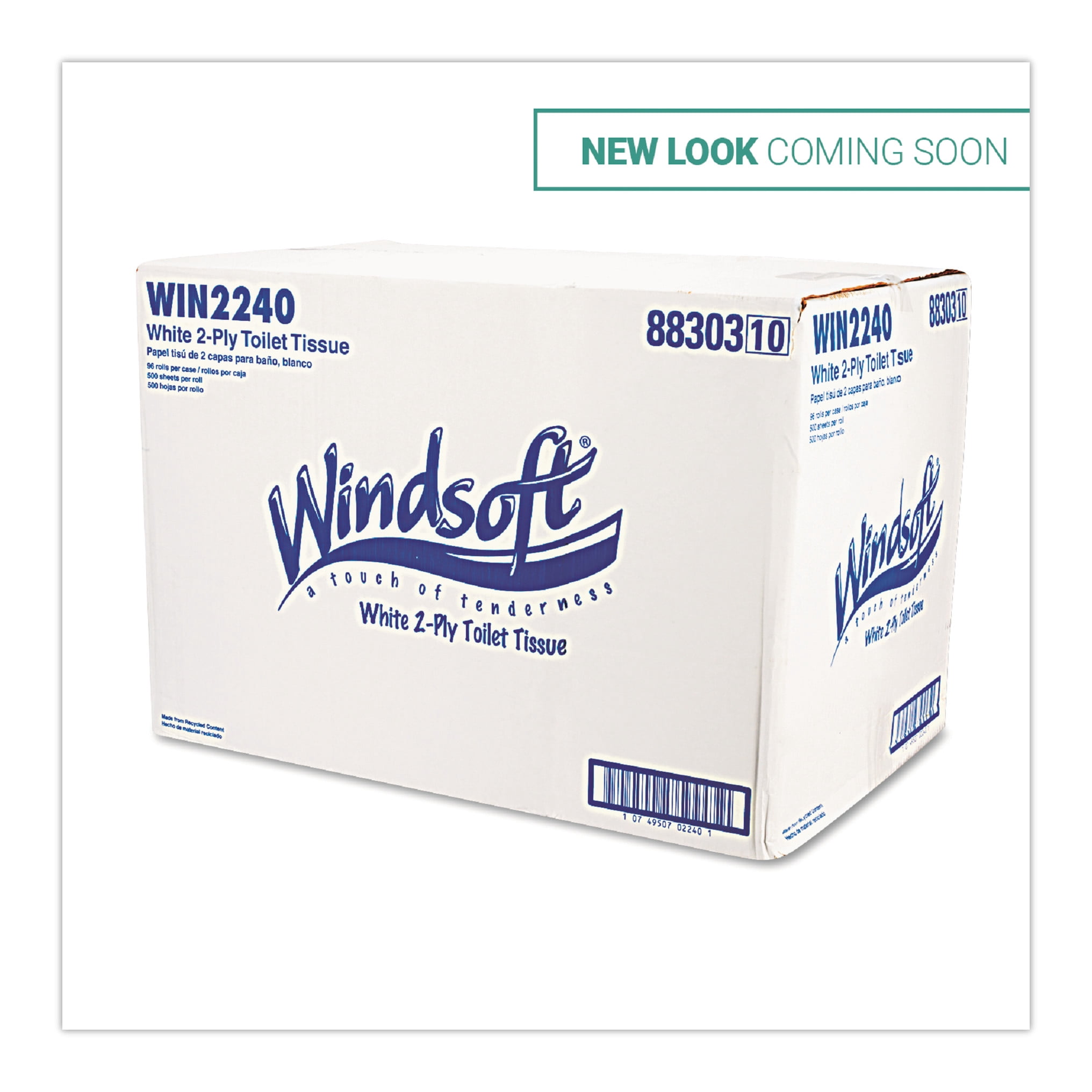 Windsoft Toilet Paper, Septic Safe, Individually Wrapped Rolls, 2-Ply, White, 500 Sheets/Roll, 96 Rolls/Carton