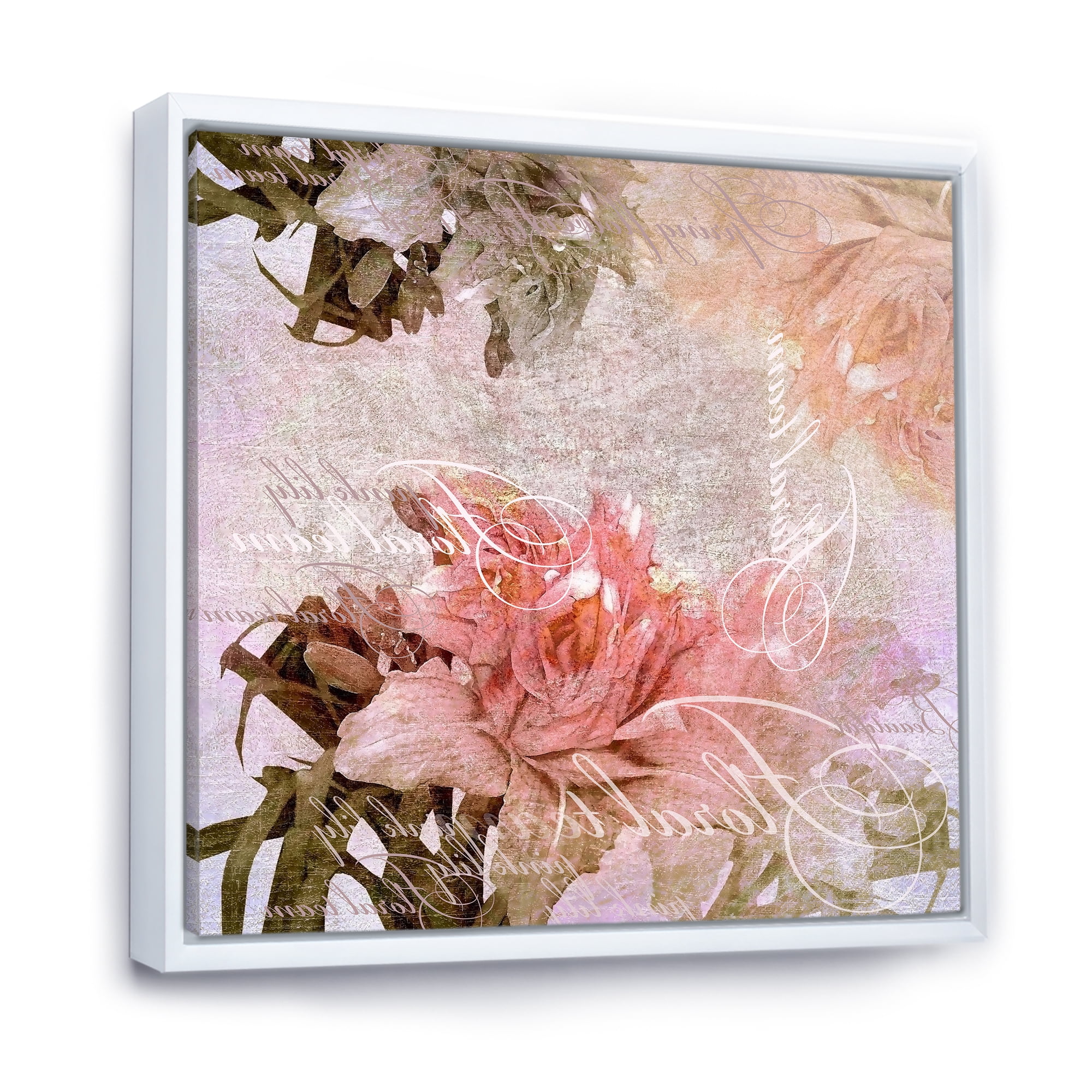 Designart 'Flowers Vintage In Pastel Colours' Traditional Framed Canvas Wall Art Print