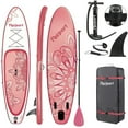 thumbnail image 3 of Fbsport Inflatable Paddle Board SUP, Flower System Stand Up Board with Fins Accessories Backpack Pump,Coral Powder, 3 of 8