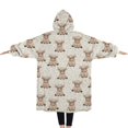 thumbnail image 2 of Oversized Wearable Blanket Hoodie,Beige Highland Cow Pattern Sherpa Blanket Hoodie with Super Pockets,Super Warm Fuzzy Pullover for Women & Men, 2 of 6