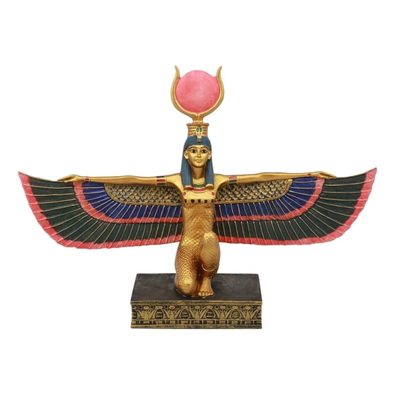 Ebros Egyptian Goddess Kneeling Isis With Open Wings Statue 12.75" Long Deity Of Motherhood And Home Figurine