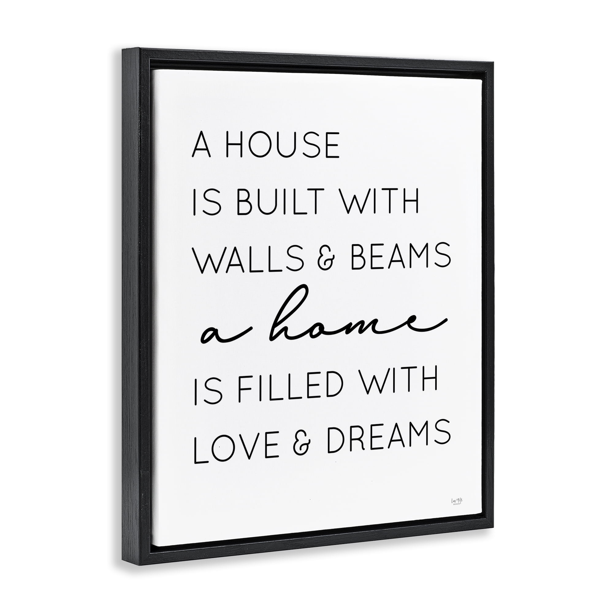 Stupell Industries Love & Dreams Sentiment Typography Painting Black Floater Framed Art Print Wall Art, 25 x 31