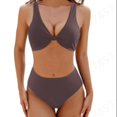 thumbnail image 2 of Top-kevin Bikini Set for Women Solid V Neck Knot Front Push Up High Leg Thong Two Piece Swimsuit, 2 of 19