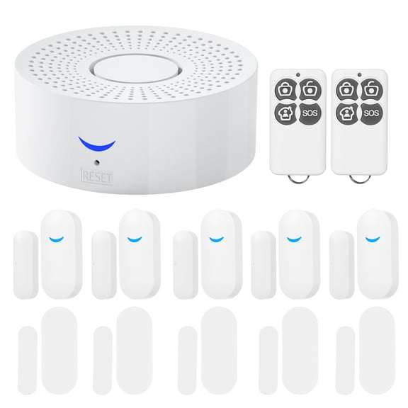 Htovila WiFi Smart System Kit Multifunction Alarms Door Window Sensor Magnetic Home System Door Open Alert Wireless 2.4GHz Smart APP Remote Control OpeningClosing Detection Intelligent Link