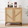 thumbnail image 6 of Rattan Buffet Cabinet with Storage, Sideboard with 2 Doors, Adjustable Shelf and Metal Base, Natural Wood Accent for Kitchen, Coffee Bar or Living Room, 6 of 6