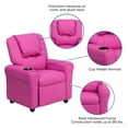 thumbnail image 4 of Flash Furniture Vana Contemporary Hot Pink Vinyl Kids Recliner with Cup Holder and Headrest, 4 of 14