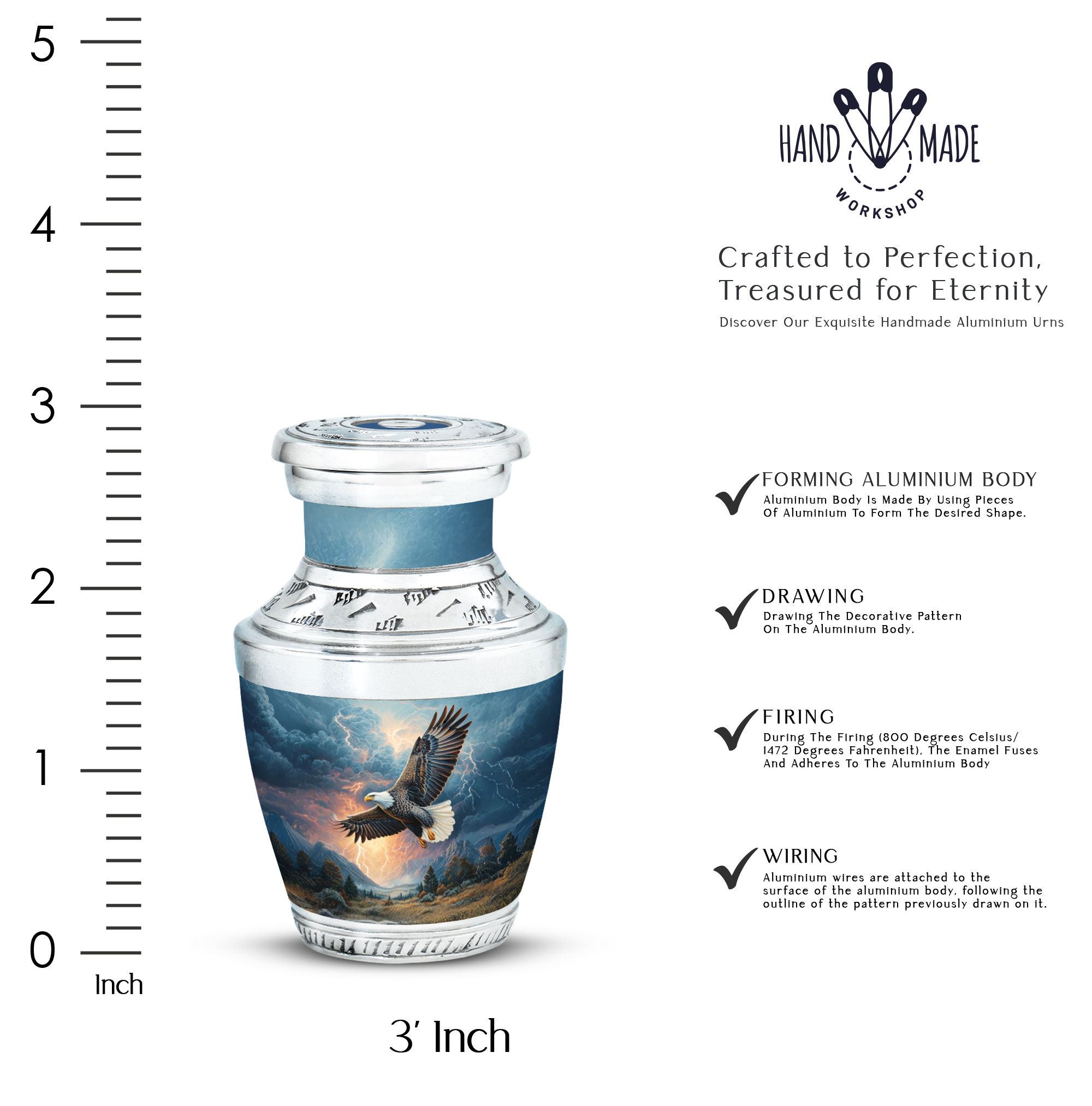 SABURIAL Eagle Urn - Keepsake Burial Urns For Ashes Adult Women - Decorative Urn For Male & Female - Funeral Urns - 3 Inch