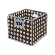 Badger Basket - Folding Hamper/Storage Bin, Brown Polka Dots with Blue Trim
