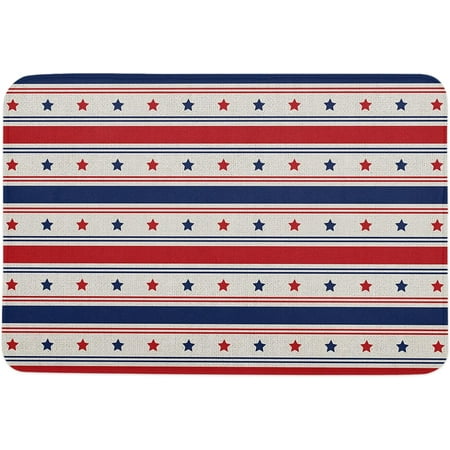 

Independence Day Indoor Door Mat Entryway Rug Anti-Skid Doormat Decorative Absorbent Washable Floor Mat for House Patio High Traffic Areas Decorch Rustic Stars and Red Blue Stripes 20x32 Inch