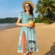 thumbnail image 4 of Fotbe Vintage Surf Van Beach Vestido Largo de Moda para Mujer, Vestido Tipo Camiseta con Manga Corta y Estilo Casual a Rayas y Bloques de Color, 4 of 6