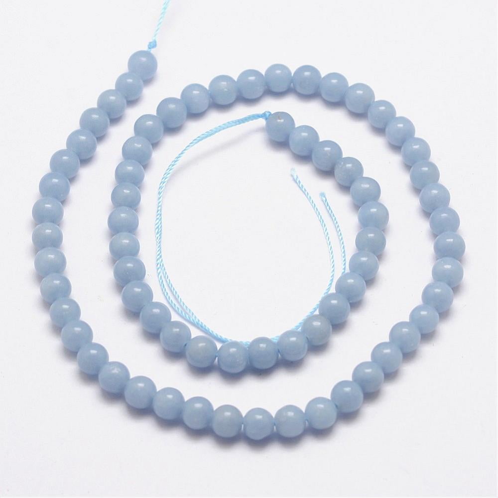 Natural Angelite Beads Strands Anhydrite Beads Round Light Steel Blue 6mm Hole: 1mm about 65pcs/strand 15.7 inch
