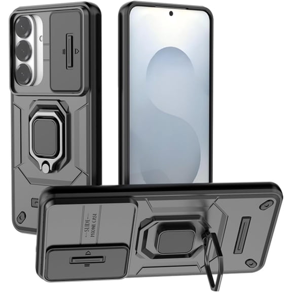REQO for Samsung Galaxy S26 Plus Case with Slide Camera Cover, Military Grade Shockproof Heavy Duty Case with Magnetic Kickstand for Samsung Galaxy S26 Plus