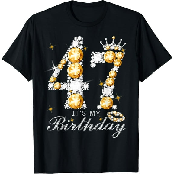 It's My 47th Birthday Queen 47 Years Old Shoes Crown Diamond T-Shirt