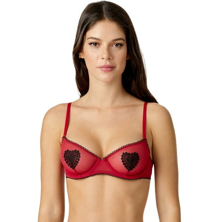 

Adored by Adore Me Women s Ava Unlined Mesh and Embroidery Underwire Balconette Bra