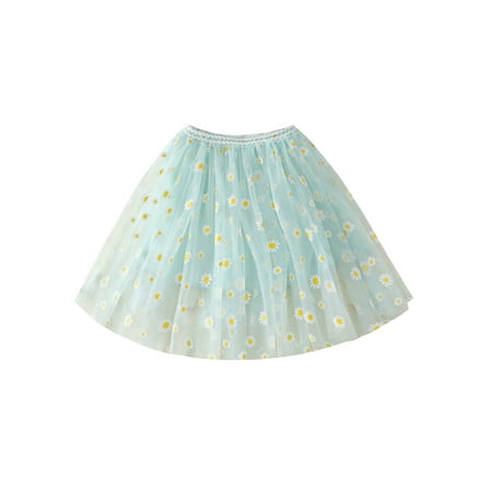 

Suanret Toddler Kid Girls Midi Tulle Skirt Cute Daisy Print Elastic Waist Tutu Dress Mint Green 4-5 Years