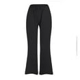 thumbnail image 6 of Jxximdong Pants for Women Casual Straight Leg Elastic Waisted Drawstring Linen Pants Comfy Solid Long Trousers With Pockets Black L Trousers, 6 of 7