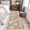 thumbnail image 4 of Runner Rug 2'x6', Brown Coastal Washable Non-Slip Hallway Runner Rugs, Summer Beach Nautical Starfish Coral Vintage Bedside Rugs Floor Mats Carpet Runners for Kitchen Bathroom Laundry Room, 4 of 8