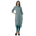 thumbnail image 3 of Moomaya Printed Indian Kurti WoMen's Cotton Tunic Mandarin Collar Knee Length Kurta, 3 of 6