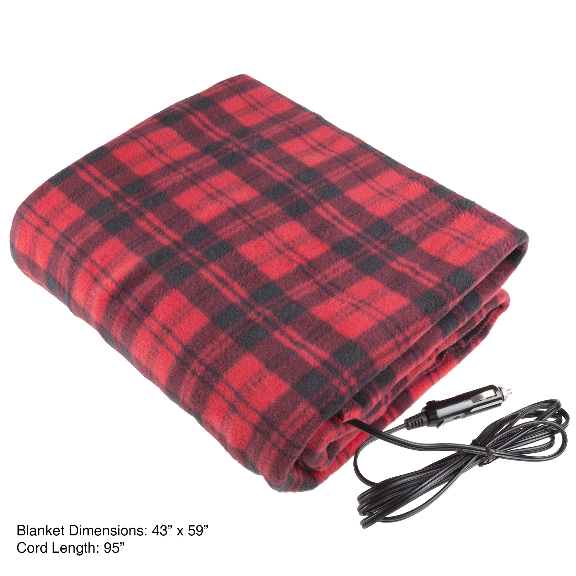 Stalwart 12 Volt Buffalo Check Red and Black Electric Fleece Auto Blanket -  Walmart.com