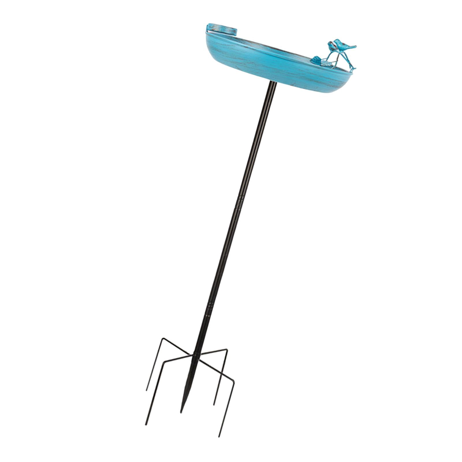 CarpNettore Metal Garden Standing Bird Bath with Stake 13x37inch Multifunctional Sturdy Blue