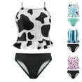 thumbnail image 1 of URMAGIC Kid Girls High Waisted Cute 2 Piece Peplum Halter Bikini Sets Ruffle Leopard Print Teen Spaghetti Swimsuits 4-14 Years, 1 of 1