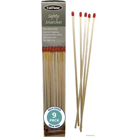 

Extra Heavy Duty Long Safety Matches | Long Wooden Fireplace Matches For Candles Camping BBQ Grilling | M-6150| 11 Long | 50 Per Box | Pack Of 9 X 50 (450 Matches)