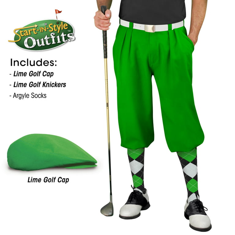 Golf Knickers Start-in-Style Traditional (Plus Fours) Outfit for Men - Lime  - 36