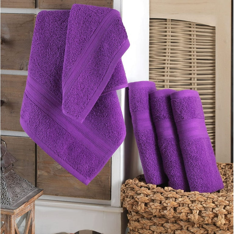 Hammam Linen Purple Hand Towels Set of 4 – Luxury Cotton Hand