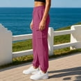 thumbnail image 6 of Sunnin Womens Cargo Jogger Sweatpants Elastic Waist Cuffed Ankle Pockets Relaxed Casual Lounge Trousers, 6 of 7