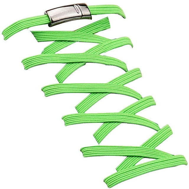 No Tie Elastic Shoelaces, With Magnetic Shoe Laces Lock - One Size Fits All Kids & Adult(Green)