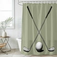 thumbnail image 6 of Polyester Fabric Golf Ball Club Shower Curtain, Sports Abstract Vintage Green Waterproof Bathtub Curtain Bathroom Decor Set with Hooks 36 x 72 Inches, 6 of 6
