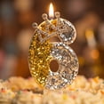 thumbnail image 4 of Birthday Candle Number Gold White Glitter with Crown Cartoon Creative Party Cake Topper Decoration, Festive Numeric Candle for Celebration, Royal Themed Cake Decor Supplies, 4 of 6