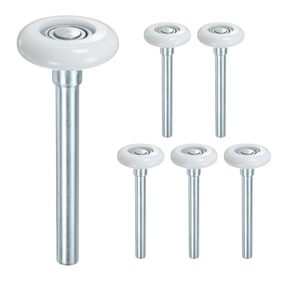 Uxcell 6-Pack Nylon Garage Door Rollers, 1.8" Garage Door Wheels 4.3" Stem, Stamped Bearings for Garage Doors, White