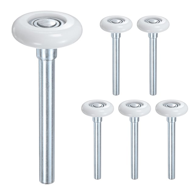 Uxcell Rouleaux de Porte de Garage en Nylon Lot de 6, Roues de Porte de Garage 1.8 Pouces Tige 4.3 Pouces, Roulements Estampés pour Portes de Garage, Blanc