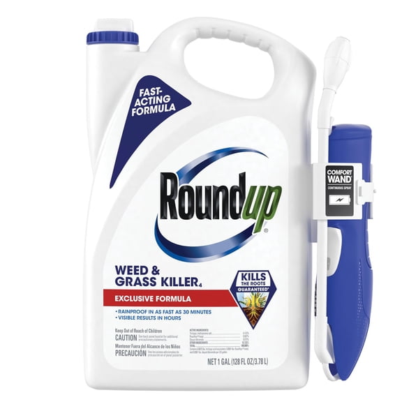 Roundup Weed & Grass Killer with Comfort Wand, Use in and Around Flower Beds, Trees, and Driveways, 1 gal.