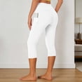 thumbnail image 2 of Arlun Women's Capri Yoga Pants with Pockets Stretchy High Waisted Leggings for Gym Fitness Workout Sports Lightweight Breathable Pure Color Casual Elastic Tights 1-White XXL, 2 of 4