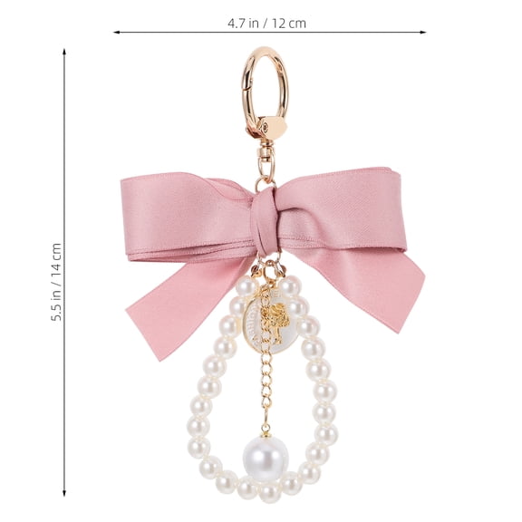 Luxshiny Bag Charms for Handbags Elegant Bow Keychain Pink Ribbon and Metal String 1Pcs