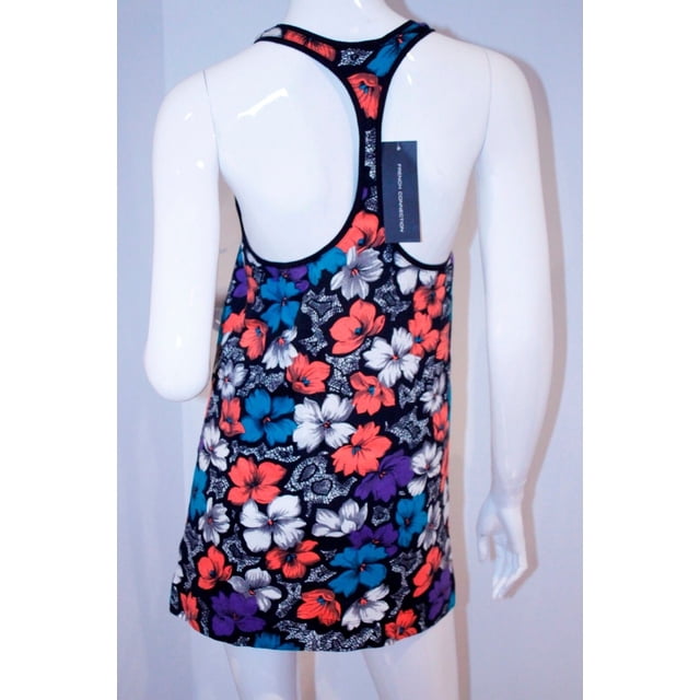 FRENCH CONNECTION Antique Lace FLORAL Racerback LONG Tank TOP T-Lulu 0/2
