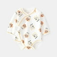thumbnail image 2 of Zwiiyzr 0-3M Baby Unisex Bubble Romper Spring Fall Onesie Lace Up Newborn Climbing Clothes Long Sleeve Thin Boy and Girl Baby Clothes White, 2 of 3
