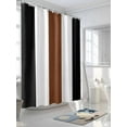 thumbnail image 3 of Shower Curtain Boho Stripe Shower Curtains for Bathroom, Waterproof Polyester Shower Curtain Set with Hooks, Extra Long 72" x 78" Bohemian Brown Black White, 3 of 6