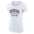 thumbnail image 2 of Women's G-III 4Her by Carl Banks White Colorado Avalanche Super-Slim Fit Lightweight Filigree Logo T-Shirt, 2 of 3