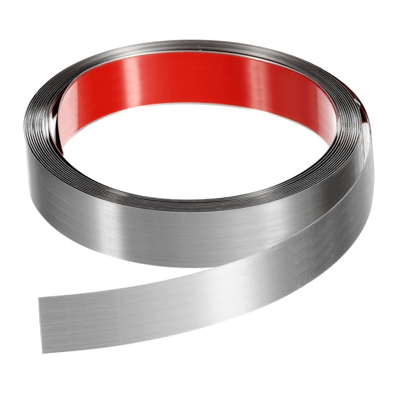 Uxcell 16.4ft x 0.98" Wall Trim Self Adhesive Stainless Steel Brushed Finish Trim Silver