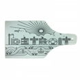thumbnail image 1 of Detroit Cutting Board, Detroit City Typography with Building Letters Transportation and Air Balloon, Tempered Glass Cutting and Serving Board, Wine Bottle Shape, Black and White, by Ambesonne, 1 of 1