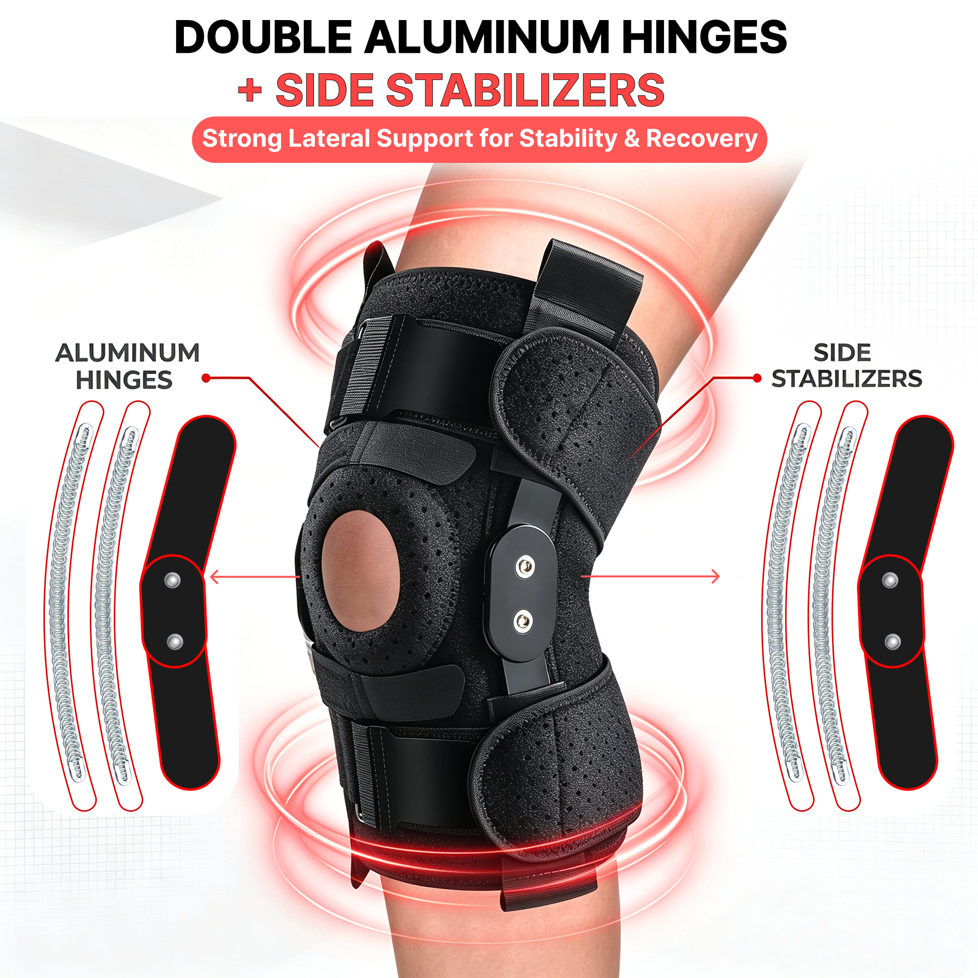 HLTHZONE Hinged Knee Brace With Side Stabilizers photo 3