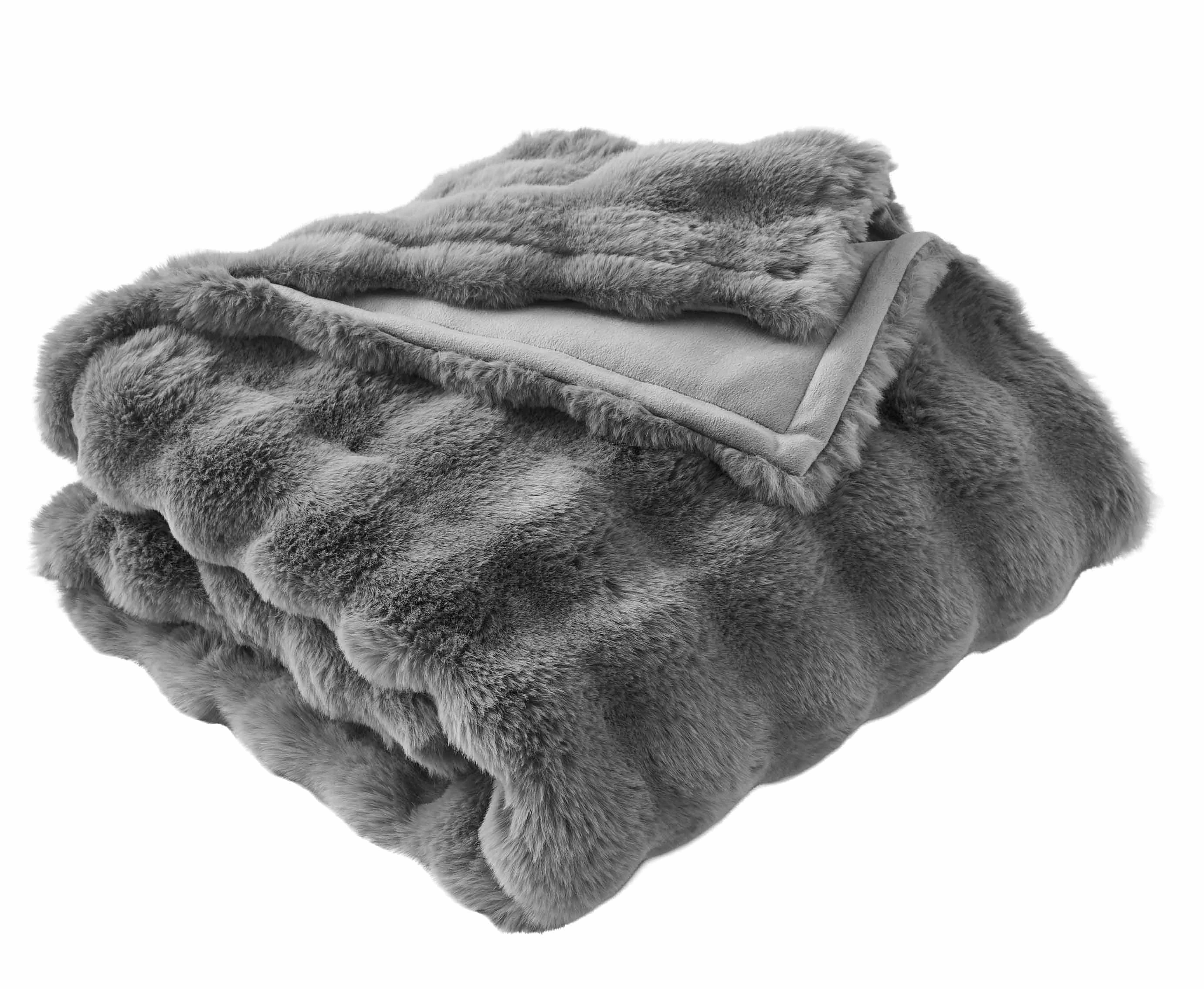 Better Homes & Gardens Grey Bubble Faux Fur Throw, 50"x72"