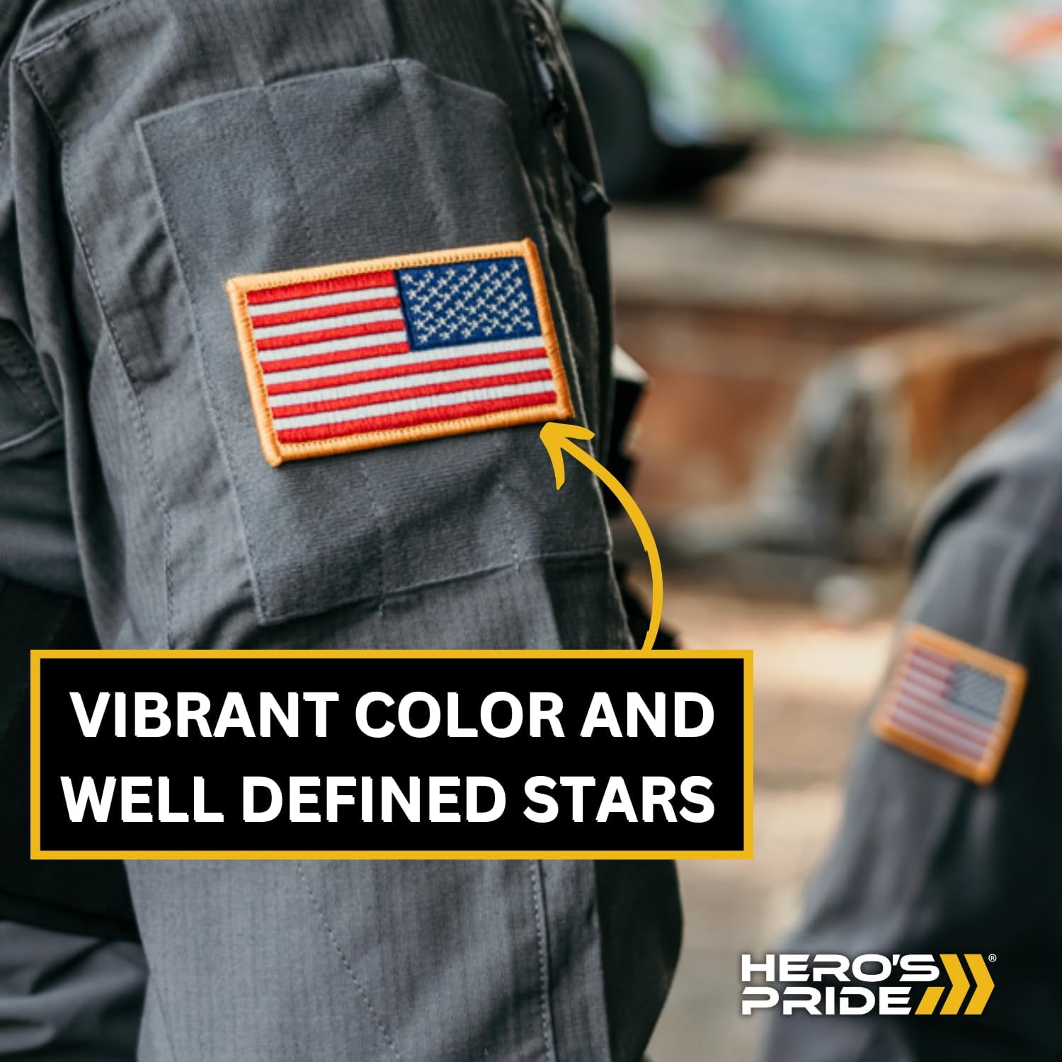 Hero’s Pride U.S. Flag Patch Bundle – Medium Gold – Regular & Reverse Design – 3-3/8" x 2", Sew-On – 12 Pack